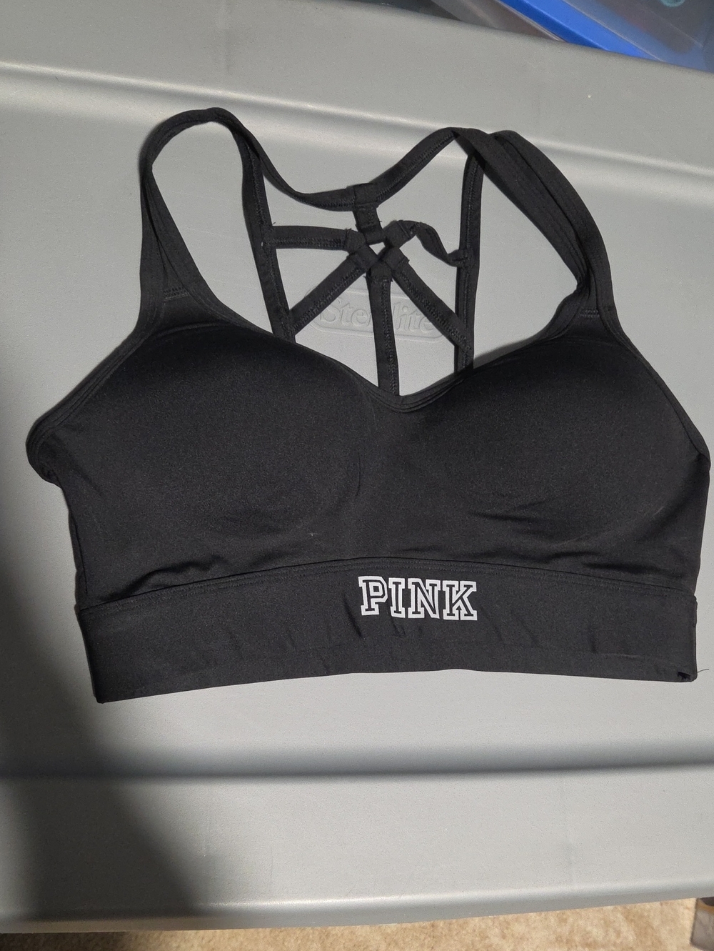 PINK Victoria's Secret Women's Black Strappy Sports Bra
